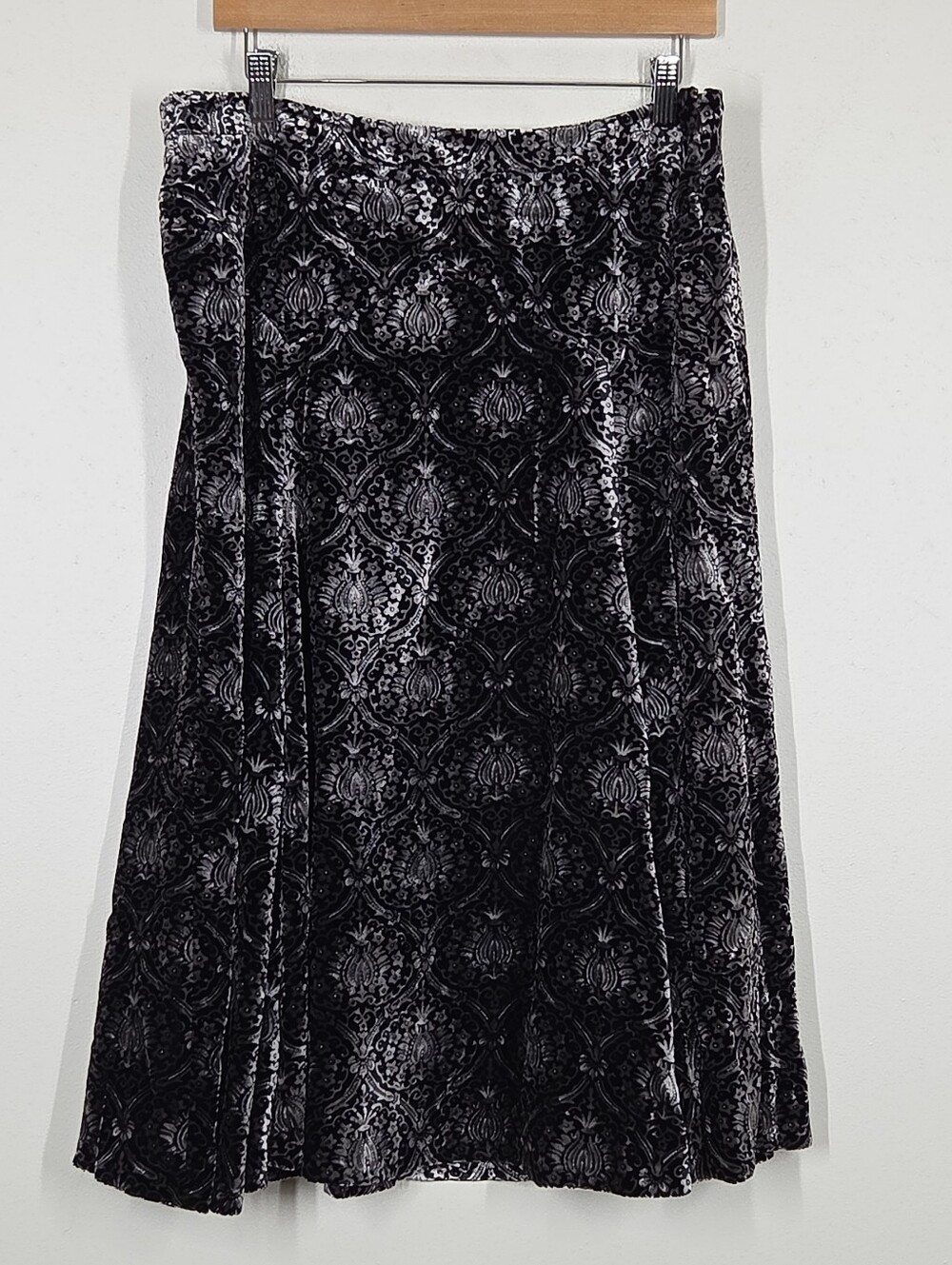Vtg Nygard Damask Paisley Sparkle Velvet Midi Skirt 14 Whimsigoth Fairy Witchy